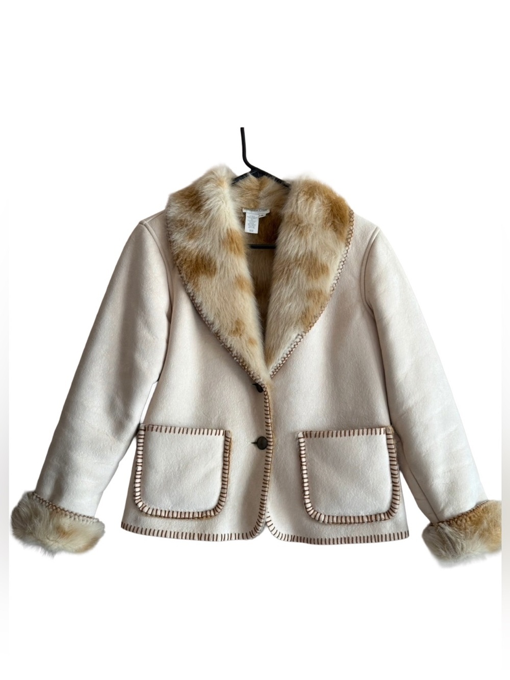 Coldwater Creek Faux Suede Jacket Faux Fur Boho Lined Western Women’s Sz S